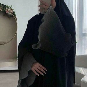 Abaya with Ombre Pleated Bell Sleeves